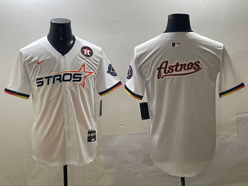 Men Houston Astros Blank White Three generations Joint Name 2025 Nike MLB Jersey style 15->houston astros->MLB Jersey